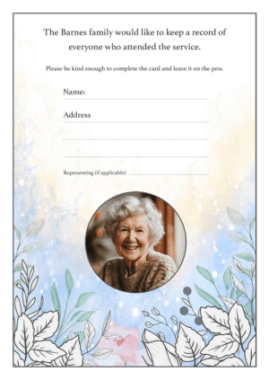 funeral attendance card template