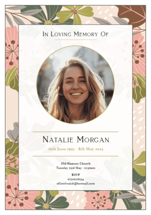 funeral announcement card template