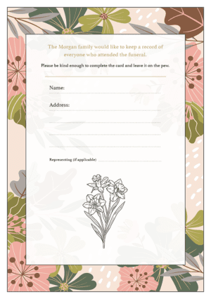 funeral attendance card example