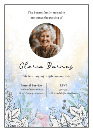 funeral announcement card template