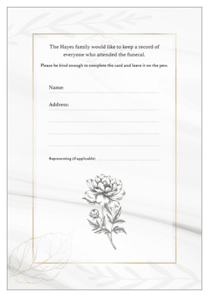 funeral attendance card template