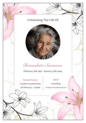 funeral announcement card template