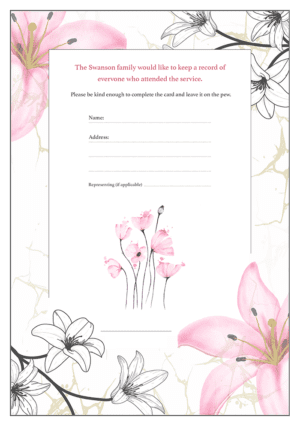 funeral attendance card template