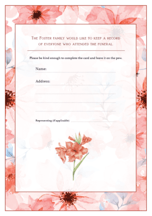 funeral attendance card template