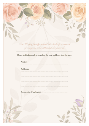 funeral attendance card template