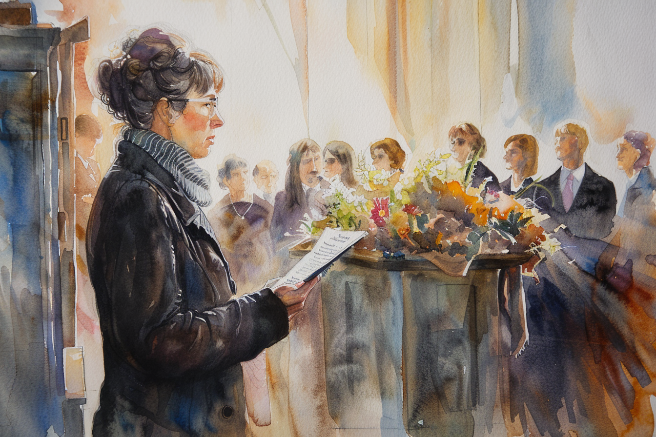 funeral watercolour painting