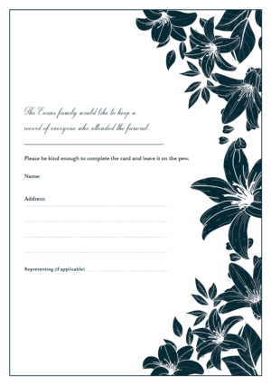 funeral attendance card template