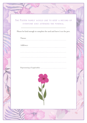 funeral attendance card template