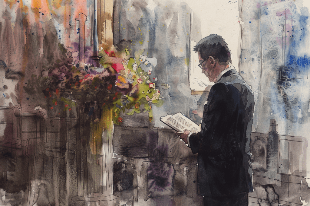 funeral watercolour painting