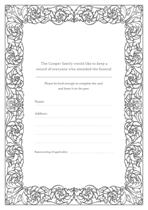 funeral attendance card template