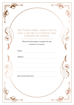 funeral attendance card template