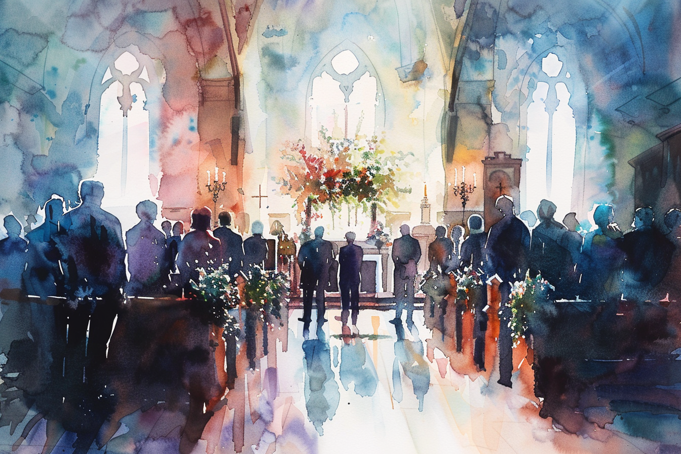 funeral watercolour painting