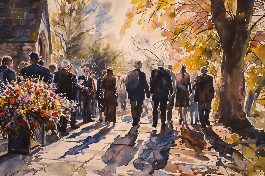 funeral watercolour painting