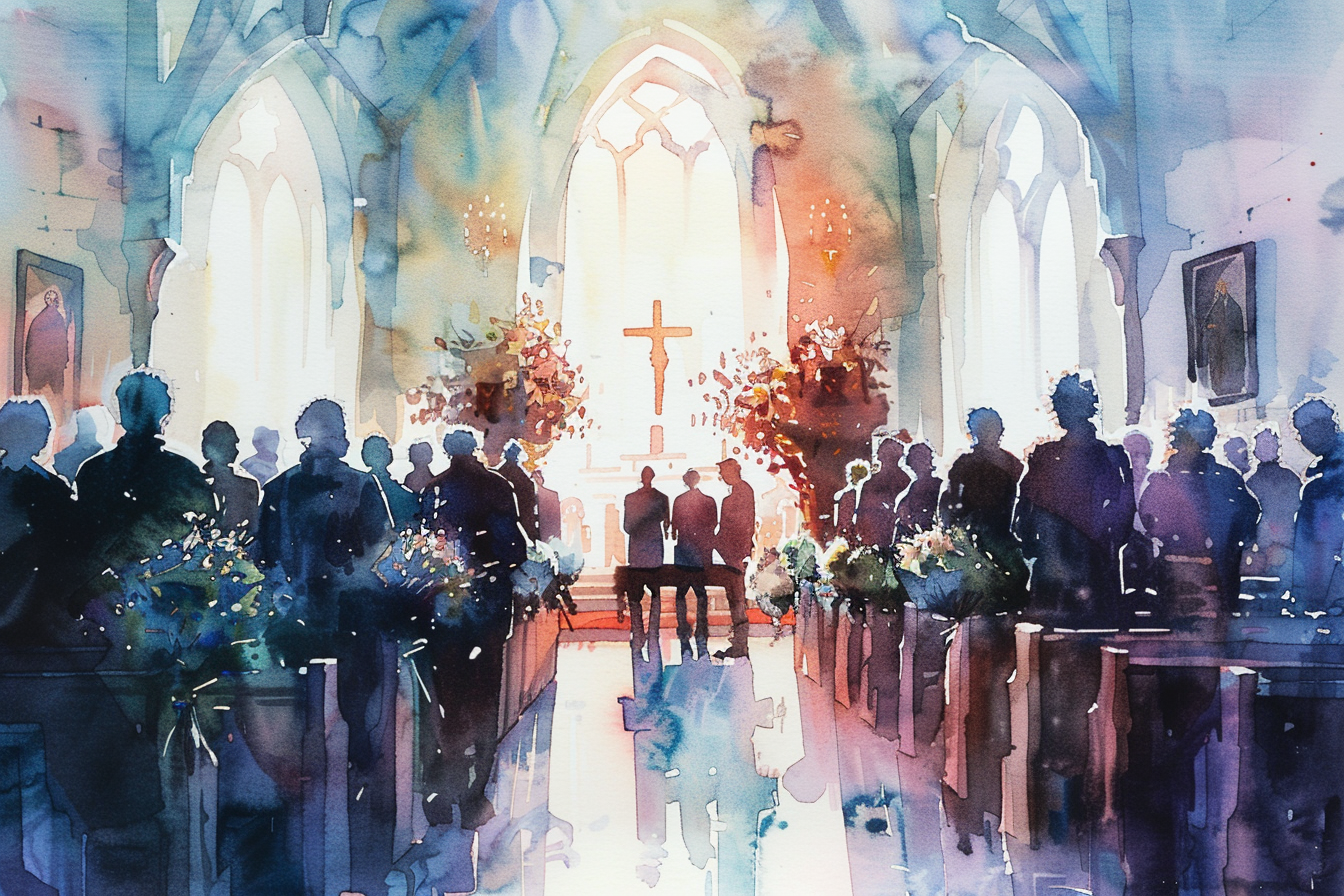 funeral watercolour painting