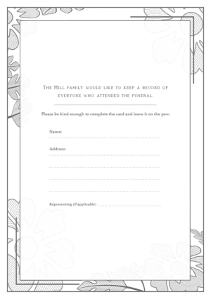 funeral attendance card template