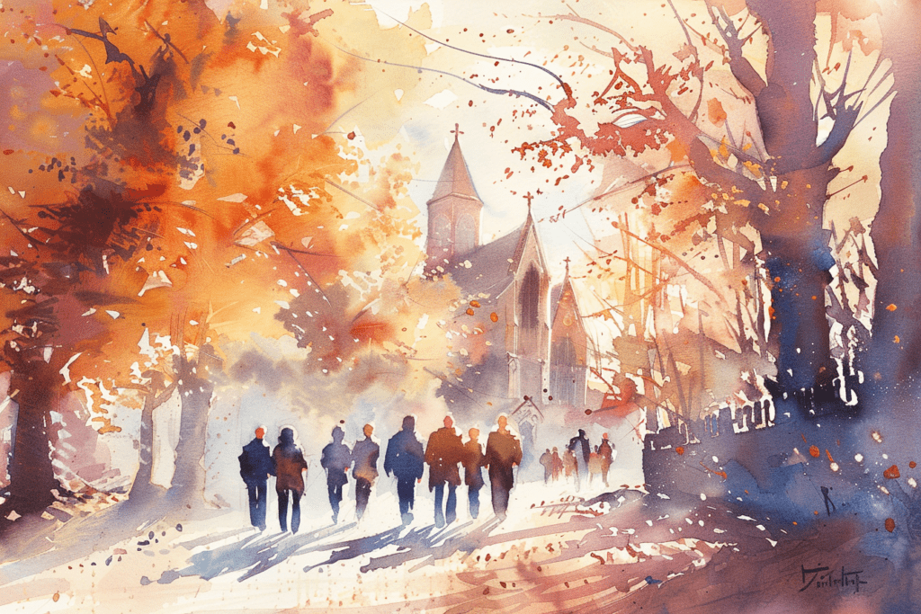 funeral watercolour painting