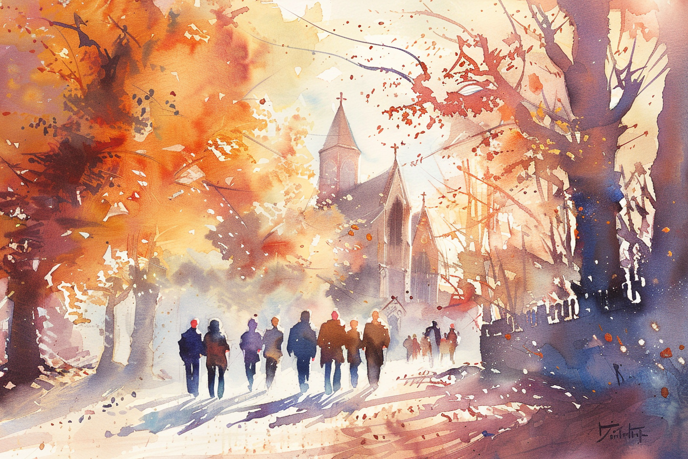 funeral watercolour painting