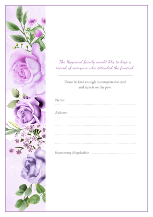 funeral attendance card template