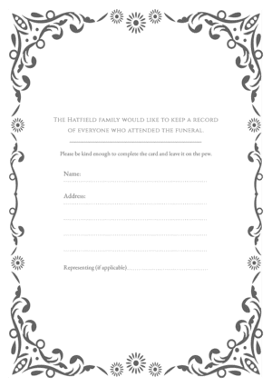 funeral attendance card template