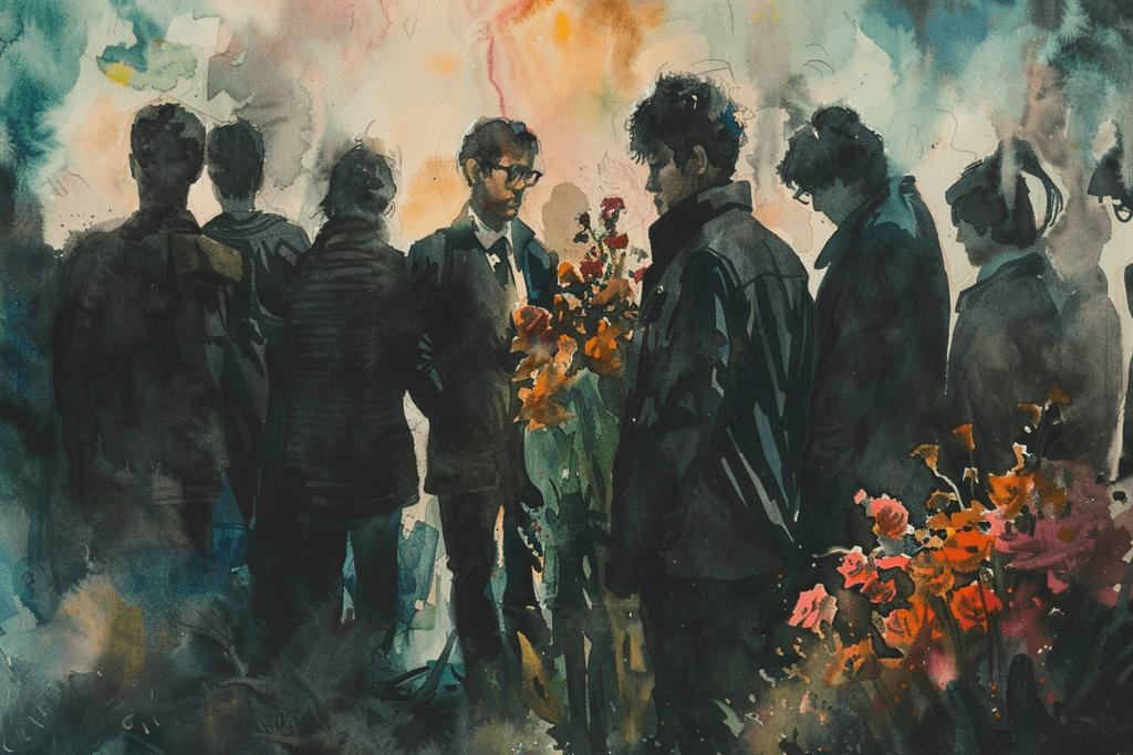 funeral watercolour painting