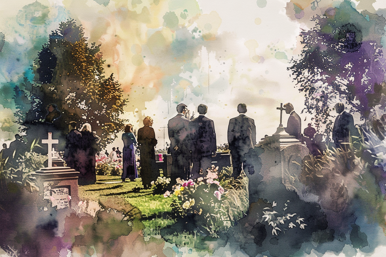 funeral watercolour painting