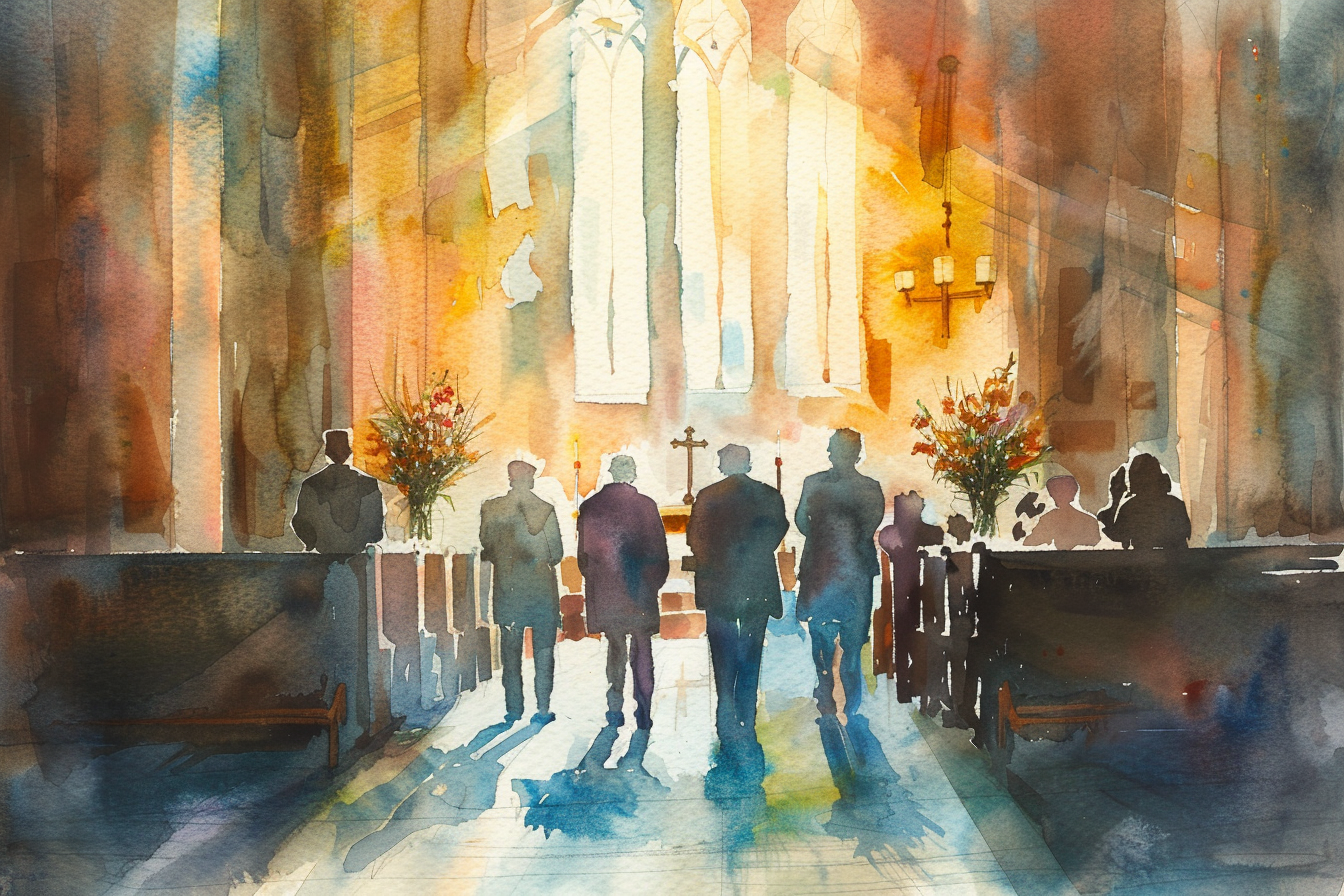 funeral watercolour painting