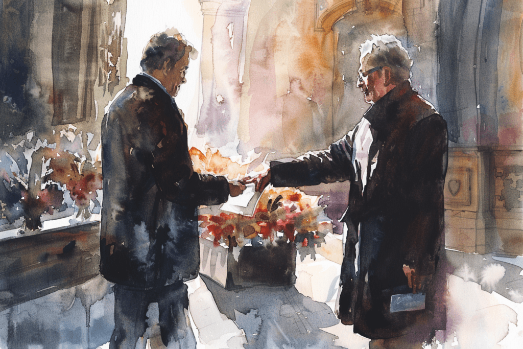 funeral watercolour painting