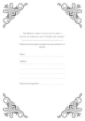 funeral attendance card template