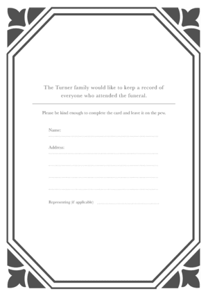 funeral attendance card template