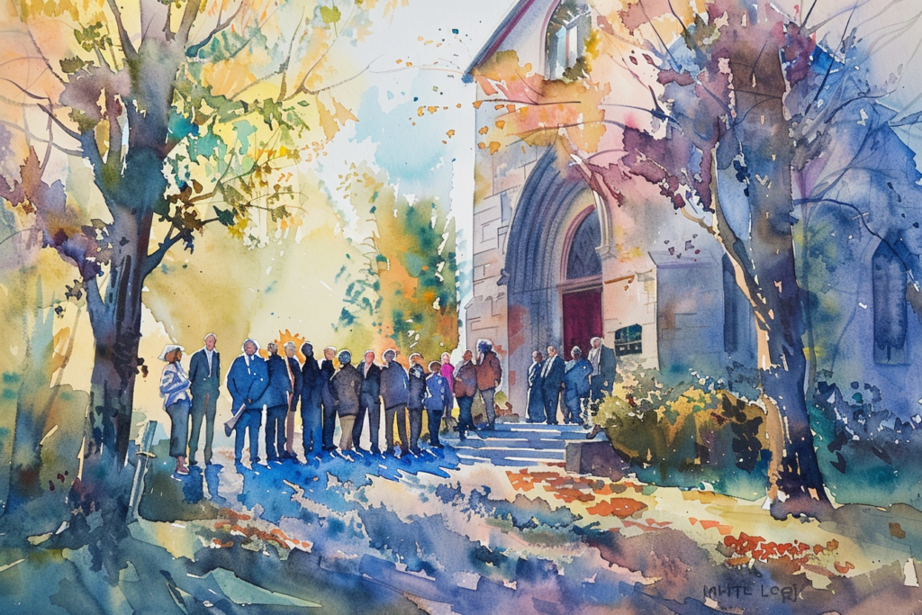 funeral watercolour painting