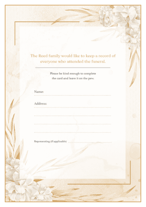 funeral attendance card template