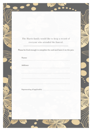 funeral attendance card template