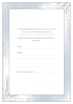 funeral attendance card template