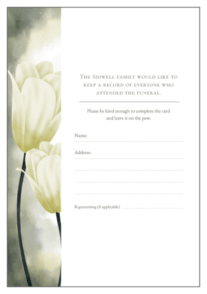 funeral attendance card template