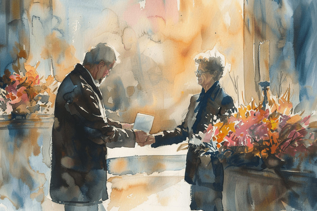 funeral watercolour painting