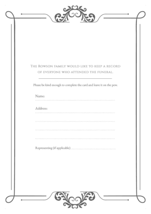 funeral attendance card template