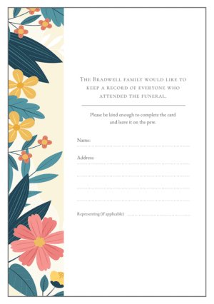 funeral attendance card template