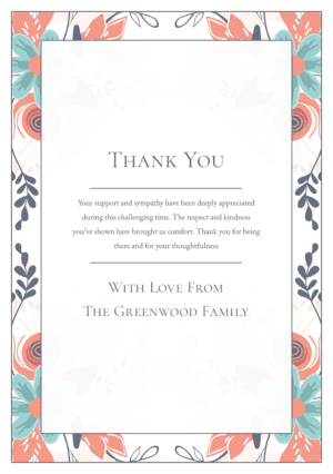 funeral thank you card template