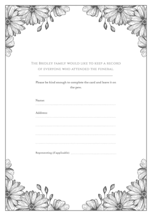 funeral attendance card template