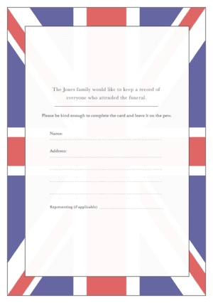 funeral attendance card template