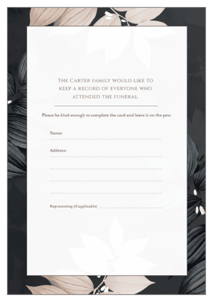 funeral attendance card template