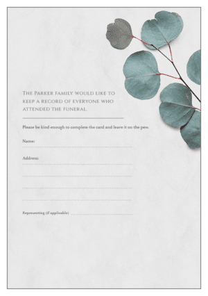 funeral attendance card template